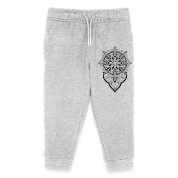 Mandala graphique dot work - Pantalon de jogging enfant bio Stanley/Stella - gris chiné - Devant
