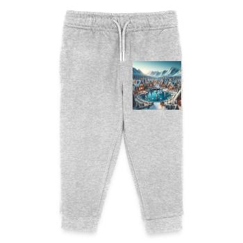 Scandinavian Christmas Village - Kids Organic Sweatpants by Stanley/Stella - heather grey - Front