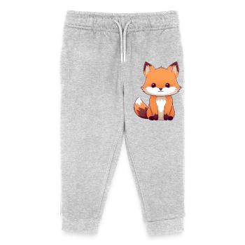 Cute cartoon fox on clothes - Kids Organic Sweatpants by Stanley/Stella - heather grey - Front