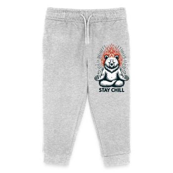 Stay Chill Bär im Lotussitz - Kinder Organic Jogginghose Mini Mover von Stanley/Stella - Grau meliert - Vorne