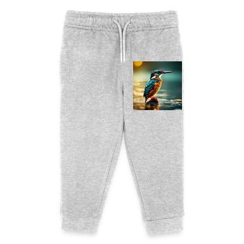 Eisvogel - Kinder Organic Jogginghose Mini Mover von Stanley/Stella - Grau meliert - Vorne
