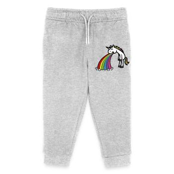 Funny Unicorn Puking Rainbow Cartoon - Kids Organic Sweatpants by Stanley/Stella - heather grey - Front