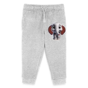 Cute Elephant Art Design - Kids Organic Sweatpants by Stanley/Stella - heather grey - Front