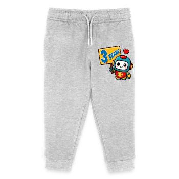 Drei Jahre kleiner Roboter Kindergeburtstag - Kinder Organic Jogginghose Mini Mover von Stanley/Stella - Grau meliert - Vorne