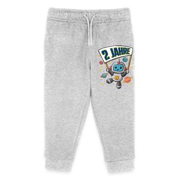 2 Jahre Kleiner Roboter als Astronaut im Weltraum - Kinder Organic Jogginghose Mini Mover von Stanley/Stella - Grau meliert - Vorne