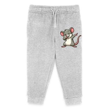 Rat and Mouse Dabbing Cartoon - Kids Organic Sweatpants by Stanley/Stella - heather grey - Front