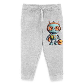 Petit robot avec cartable premier jour d’école - Pantalon de jogging enfant bio Stanley/Stella - gris chiné - Devant