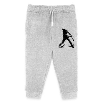 Funny baseball player - Kids Organic Sweatpants by Stanley/Stella - heather grey - Front