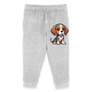 Beagle Love Pup - Kids Organic Sweatpants by Stanley/Stella - heather grey - Front