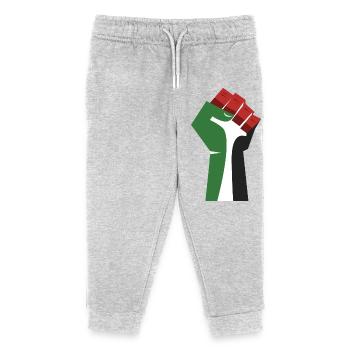The Raised Fist (Green, White, Black, Red) - Kids Organic Sweatpants by Stanley/Stella - heather grey - Front