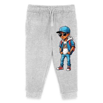 Cooler Cartoon-Teenager - Kinder Organic Jogginghose Mini Mover von Stanley/Stella - Grau meliert - Vorne