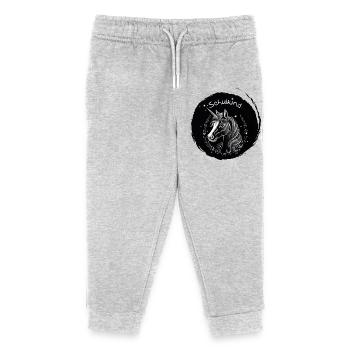 Schulkind - Einhorn mit Sternchen - Kreide Tafel - Kinder Organic Jogginghose Mini Mover von Stanley/Stella - Grau meliert - Vorne