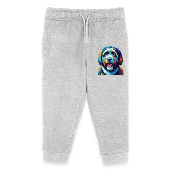 Catalan Sheepdog Breed Colorful Cartoon Kawaii - Kids Organic Sweatpants by Stanley/Stella - heather grey - Front