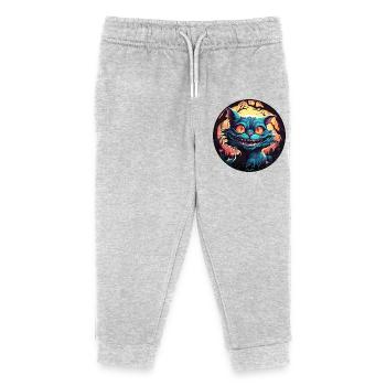 Cheshire Cat Alice in Wonderland Circle - Kids Organic Sweatpants by Stanley/Stella - heather grey - Front