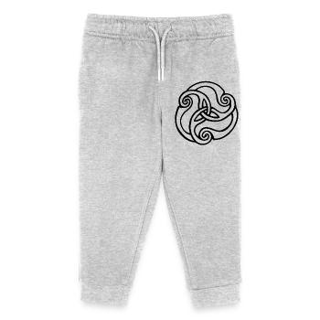 Schwarze dreiblättrige Blüte - Kinder Organic Jogginghose Mini Mover von Stanley/Stella - Grau meliert - Vorne