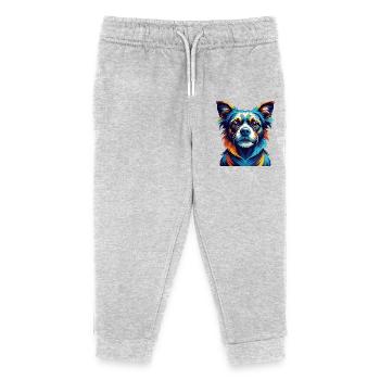 Ratonero Murciano Dog Breed Cartoon Kawaii - Kids Organic Sweatpants by Stanley/Stella - heather grey - Front