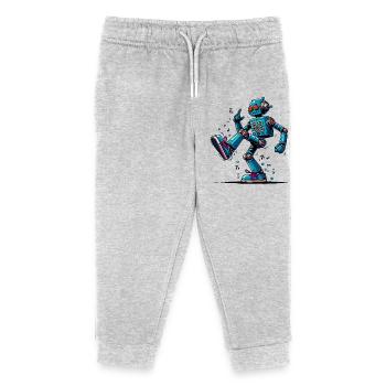 Extraterrestrial alien robot dances - Kids Organic Sweatpants by Stanley/Stella - heather grey - Front