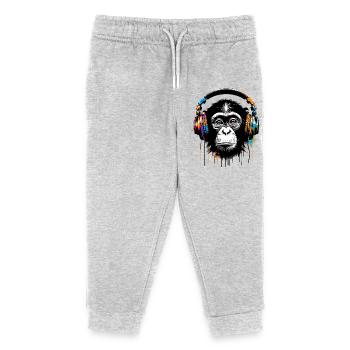 Affe - Kinder Organic Jogginghose Mini Mover von Stanley/Stella - Grau meliert - Vorne