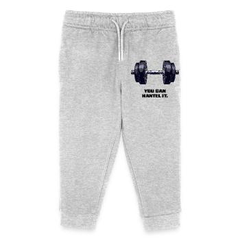 Haltère, Fitness, Motivation, Salle de sport, T-shirt - Pantalon de jogging enfant bio Stanley/Stella - gris chiné - Devant