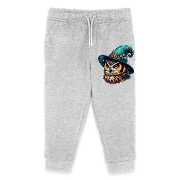 Wizard Owl - Kids Organic Sweatpants by Stanley/Stella - heather grey - Front