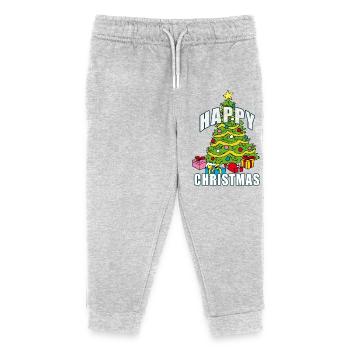 HAPPY CHRISTMAS | Weihnachtsbaum - Kinder Organic Jogginghose Mini Mover von Stanley/Stella - Grau meliert - Vorne