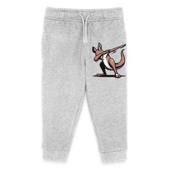 Dabbing Kangaru - Kinder Organic Jogginghose Mini Mover von Stanley/Stella - Grau meliert - Vorne