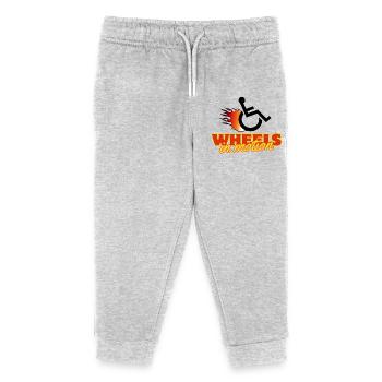 Wheelchair wheels are always in motion # - Kids Organic Sweatpants by Stanley/Stella - heather grey - Front