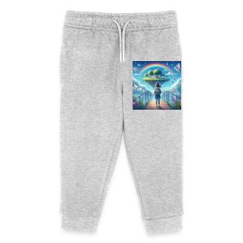 Imaginative sky streams with unicorns - Kids Organic Sweatpants by Stanley/Stella - heather grey - Front