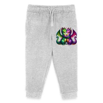 Bunte Drachen fürs Fantasie-Shirt - Kinder Organic Jogginghose Mini Mover von Stanley/Stella - Grau meliert - Vorne