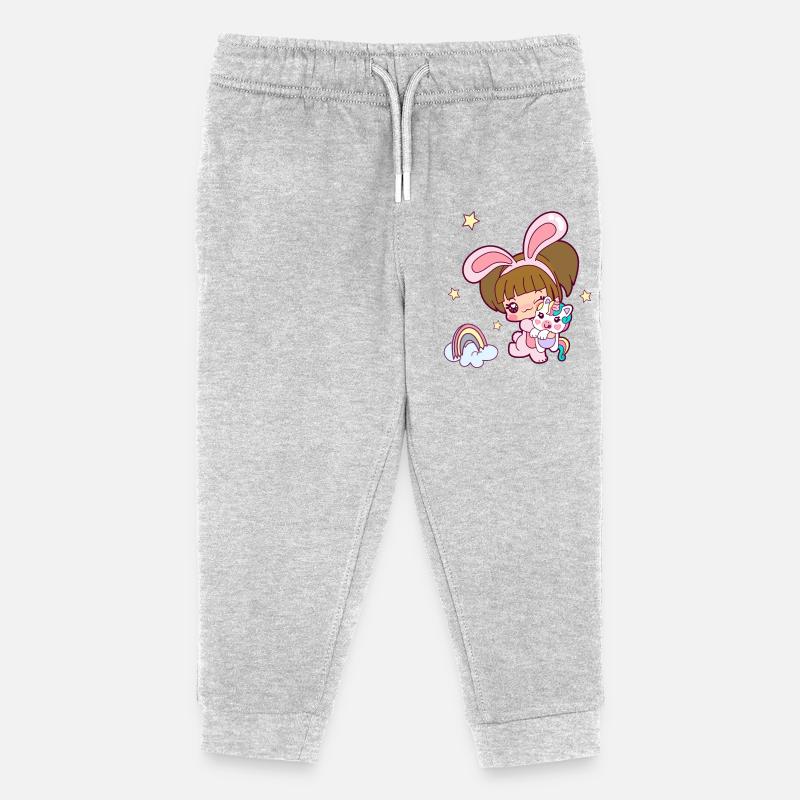 Mädchen und Einhorn - Kinder Organic Jogginghose Mini Mover von Stanley/Stella - Grau meliert