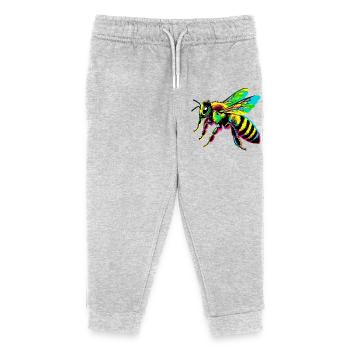 Biene - Kinder Organic Jogginghose Mini Mover von Stanley/Stella - Grau meliert - Vorne