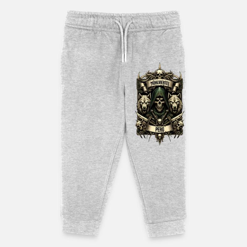 Cooles Mühlviertel Design - Perg - Kinder Organic Jogginghose Mini Mover von Stanley/Stella - Grau meliert