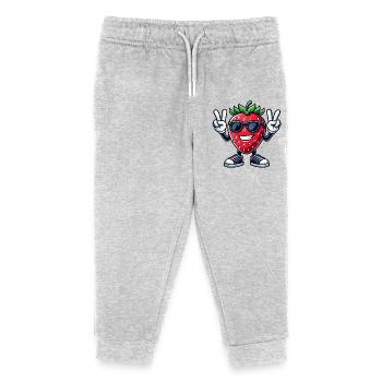 fraise sucrée dessin animé fruit de la paix fruité - Pantalon de jogging enfant bio Stanley/Stella - gris chiné - Devant