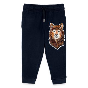 Tête de loup (fourrure brune) - Pantalon de jogging enfant bio Stanley/Stella - marine - Devant