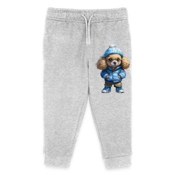 Pudel Herbst Winter Outfit - Kinder Organic Jogginghose Mini Mover von Stanley/Stella - Grau meliert - Vorne