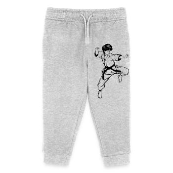 Karate Junge Zeichnung - Kinder Organic Jogginghose Mini Mover von Stanley/Stella - Grau meliert - Vorne