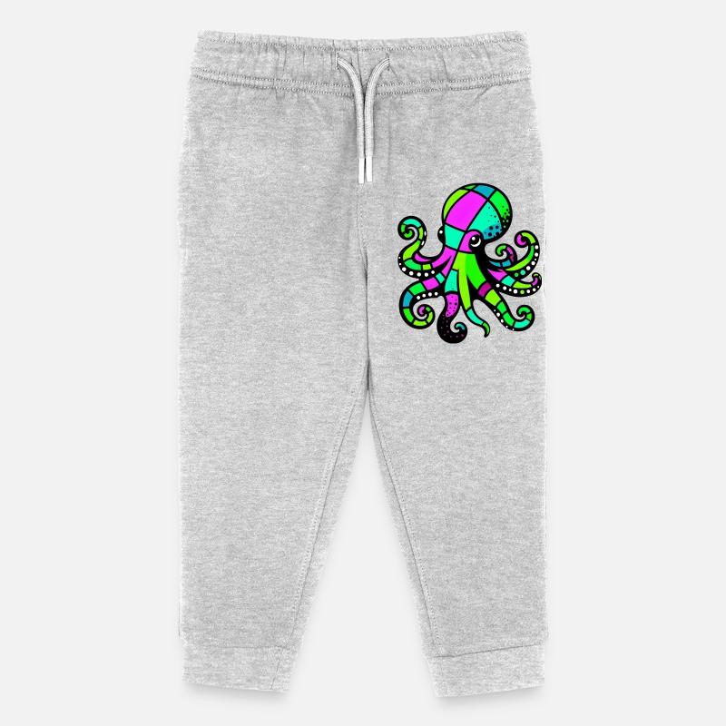 Krake - Kinder Organic Jogginghose Mini Mover von Stanley/Stella - Grau meliert