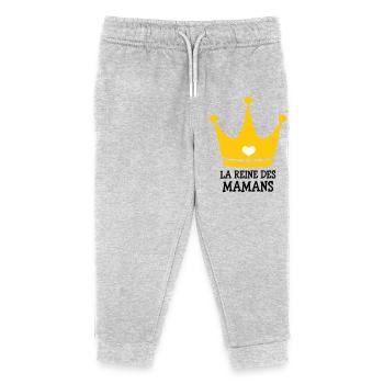 La Reine des Mamans - Fête des Mères - Pantalon de jogging enfant bio Stanley/Stella - gris chiné - Devant