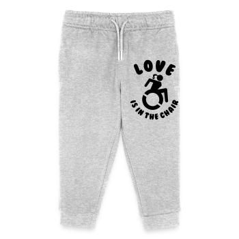 Die Liebe sitzt im Rollstuhl. Die Liebe sitzt im Stuhl # - Kinder Organic Jogginghose Mini Mover von Stanley/Stella - Grau meliert - Vorne