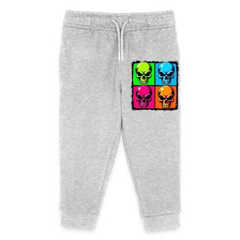 Colourful skulls - Kids Organic Sweatpants by Stanley/Stella - heather grey - Front
