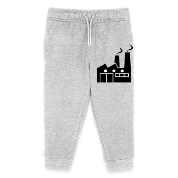 Abstrakte geometrische Linienkunst einer Fabrik - Kinder Organic Jogginghose Mini Mover von Stanley/Stella - Grau meliert - Vorne