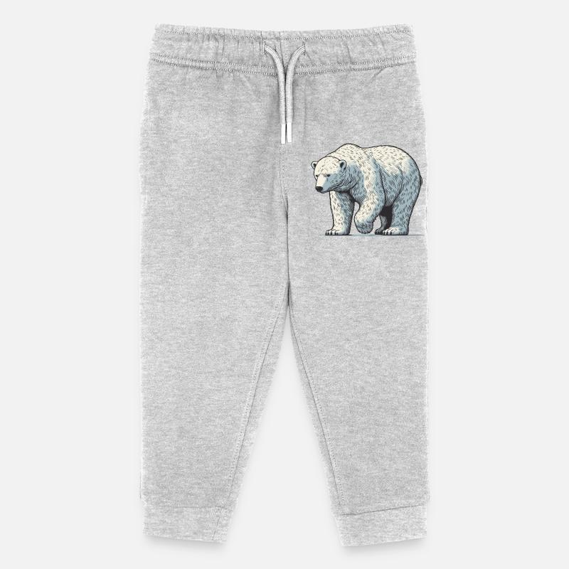 Ours blanc - Pantalon de jogging enfant bio Stanley/Stella - gris chiné