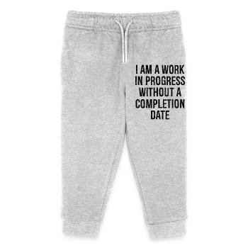 I am a work in progress without a completion date - Kids Organic Sweatpants by Stanley/Stella - heather grey - Front
