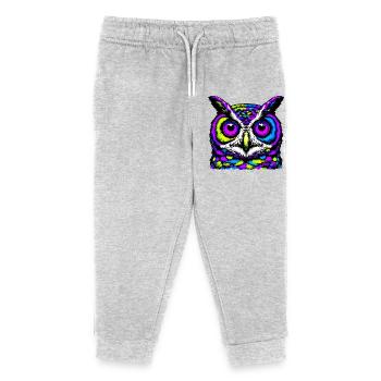 Eule - Kinder Organic Jogginghose Mini Mover von Stanley/Stella - Grau meliert - Vorne