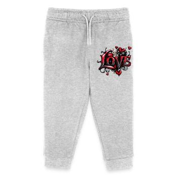 Flüstern des Herzens: Die Magie der Liebe und des Kätzchens - Kinder Organic Jogginghose Mini Mover von Stanley/Stella - Grau meliert - Vorne