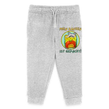Frecher Waschbär für Schulanfänger - Kinder Organic Jogginghose Mini Mover von Stanley/Stella - Grau meliert - Vorne