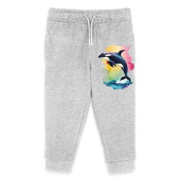 La fascination des orques : les chasseurs majestueux - Pantalon de jogging enfant bio Stanley/Stella - gris chiné - Devant
