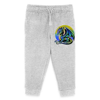 Drache - Kinder Organic Jogginghose Mini Mover von Stanley/Stella - Grau meliert - Vorne