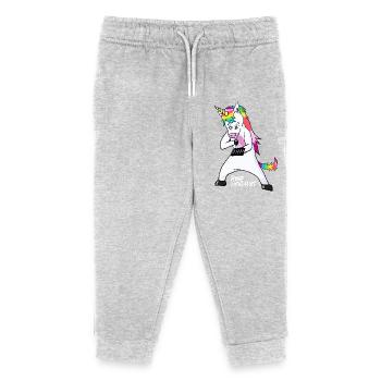 Rave Unicorns Ligne Blanc Logo 18+ - Pantalon de jogging enfant bio Stanley/Stella - gris chiné - Devant