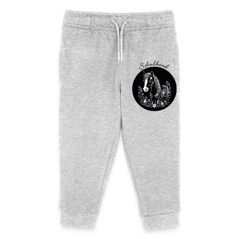 Pony mit Blumen - schwarz weiß – Schulkind - Kinder Organic Jogginghose Mini Mover von Stanley/Stella - Grau meliert - Vorne